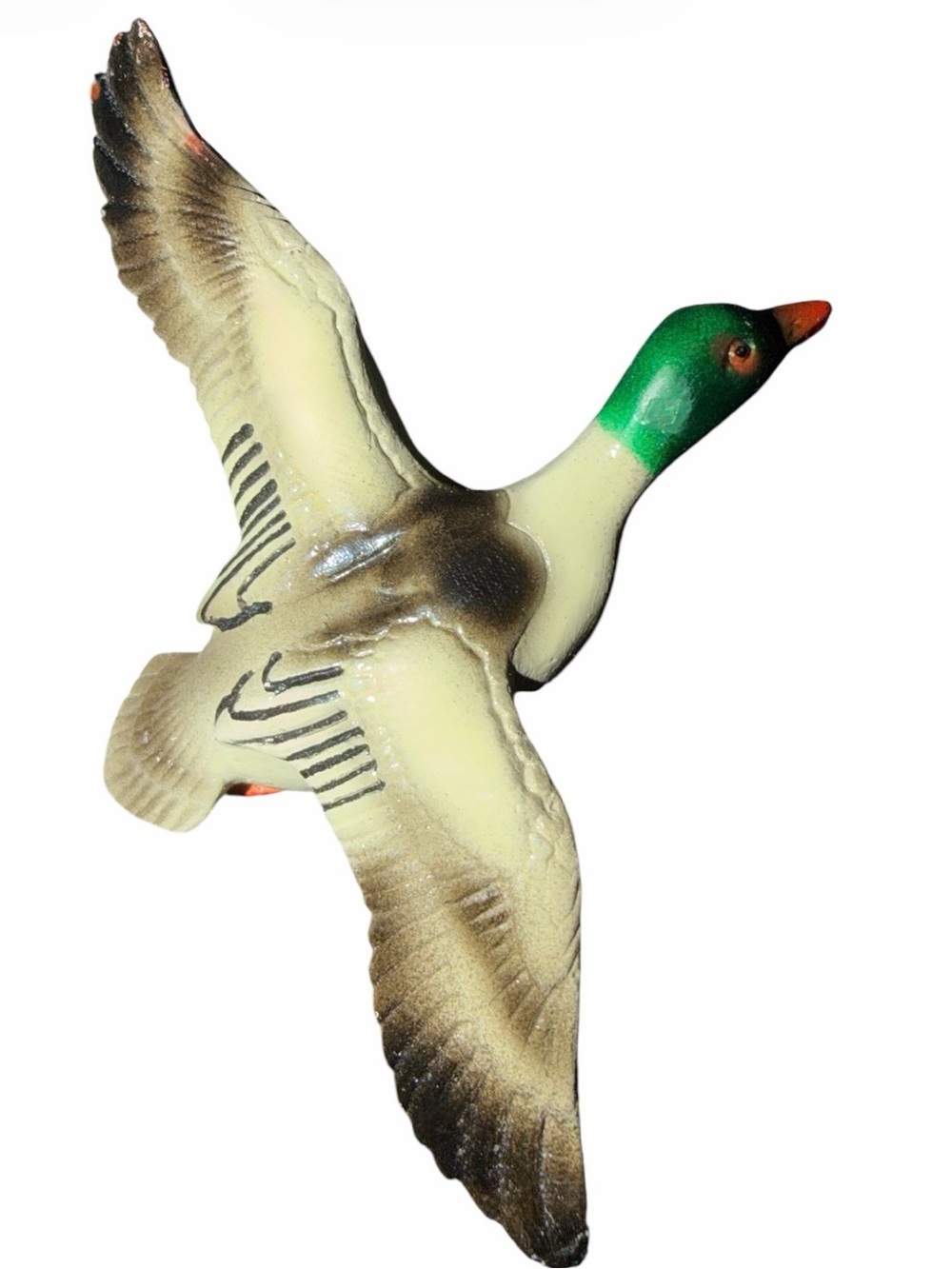 Vintage Nature Craft Flying Common Merganser Duck Carved Wooden Pin Brooch